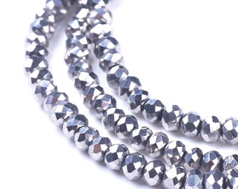 200-beaded glass beads faceted 2.5x2mm silver: PVF0071