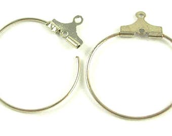 x2 paires de créoles fil avec attache pour crochet,  en laiton argenté, 40mm: ABO0013