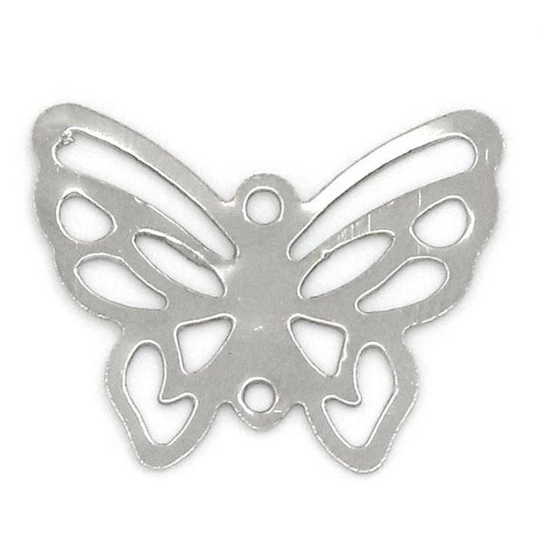 x10 connecteurs papillon filigrané métal argenté, 16x21mm: AC0092