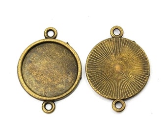 5 Cabochon-Halter 18mm Anschlüsse Bronze: SC0001