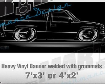 1999-2002 Chevy Truck Banner Chevrolet NBS Sign Poster 99-02 silhouette art