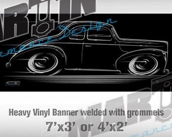 1939 1940 Ford BIG BANNER 39 40 Hot Rod Shop banner sign poster silhouette art