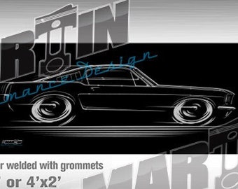 Big Banner 1965 1966 Fastback Mustang Art Ford GT 65 66 2+2 silhouette art