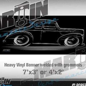 1939 1940 Ford BIG BANNER 39 40 Hot Rod Shop banner sign poster silhouette art
