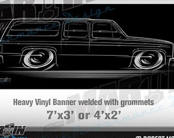 Square Body Suburban Chevy GMC BANNER C-10 C10 Chevrolet GMC 1973-1987  Sign Poster silhouette art