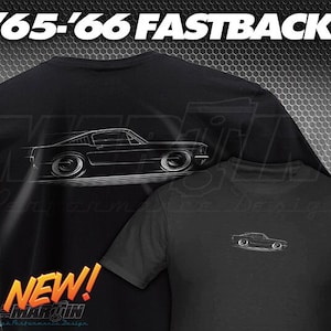 1965 1966 Fastback Mustang Art T-Shirt Ford GT GTA 65 66 silhouette art