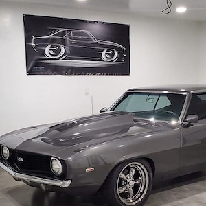 1969 Chevy Camaro BIG BANNER &#39;69 SS Z/28 Chevrolet silhouette art