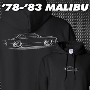 Hoodie G-Body Malibu Chevrolet 1978-1983 Chevy 1979 1980 1981 1982 silhouette art