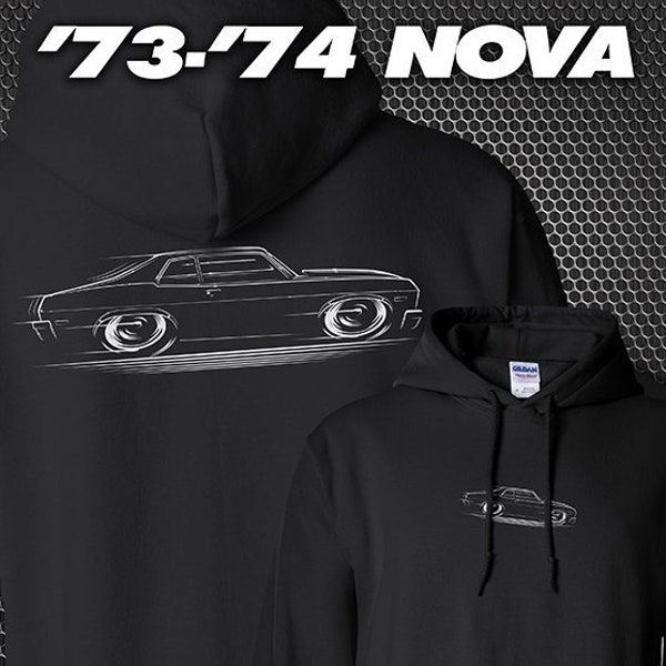 1973-1974 Nova HOODIE Chevy SS '73 '74 Chevrolet silhouette art
