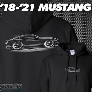 2018-2021 Mustang HOODIE Ford GT S550 5.0L 2019 2020 5.0 silhouette art