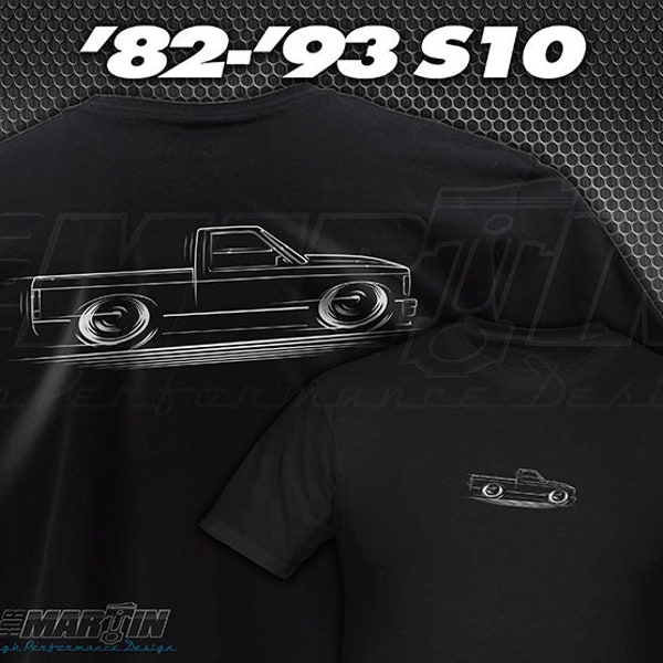 1982-1993 1st Gen S10 Truck T-Shirts Chevy GMC Sonoma 1983 1984 1985 1986 1987 1988 1989 1990 1991 1992 silhouette art