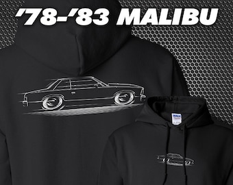 Hoodie G-Body Malibu Chevrolet 1978-1983 Chevy 1979 1980 1981 1982 silhouette art