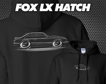 Fox Body Mustang LX Hatch Art HOODIE 1987 1988 1989 1990 1991 1992 1993 Ford 5.0L silhouette art