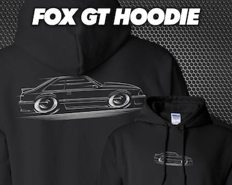 Fox Body Mustang GT Art HOODIE 1987 1988 1989 1990 1991 1992 1993 Ford 5.0L silhouette art