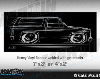 Square Body Chevy Blazer GMC Jimmy BANNER C-10 C10 Chevrolet GMC 1973-1987  Sign Poster silhouette art