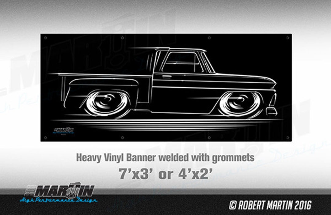アンティーク 絵 1960-1966 First Gen C10 Step Side Chevy Truck BIG BANNER