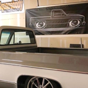 Square Body Chevy Truck BIG BANNER C-10 C10 Chevrolet GMC 1973-1987 73 74 75 76 77 78 79 80 81 82 83 84 85 86 87 Sign Poster silhouette art
