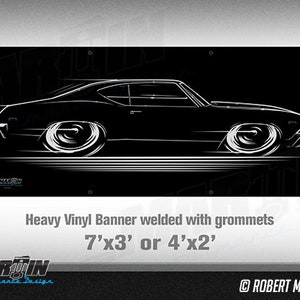 BIG BANNER 1969 Chevy Chevelle Design - Chevrolet ss Super Sport Malibu silhouette art