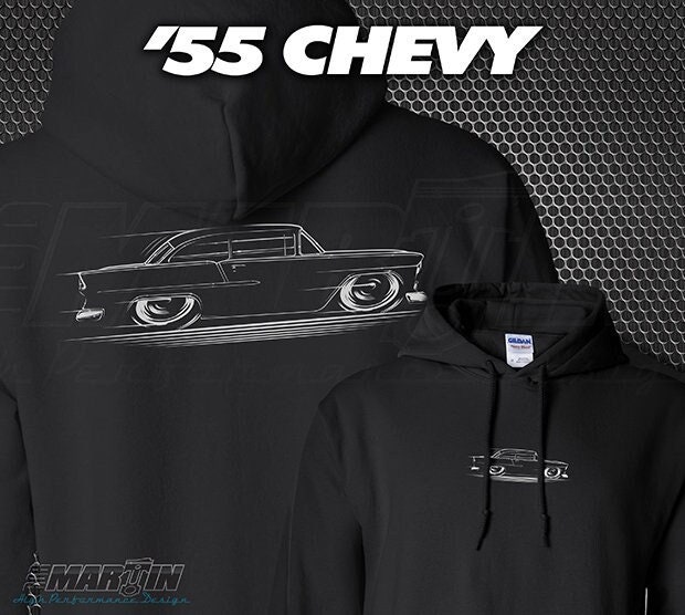 HOODIE 1955 Chevy '55 Chevrolet Bel Air Del Ray Coupe silhouette art