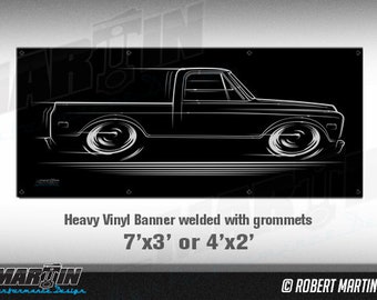 Second Gen C10 Chevy Truck BIG BANNER Chevrolet GMC 1967-1972 silhouette art