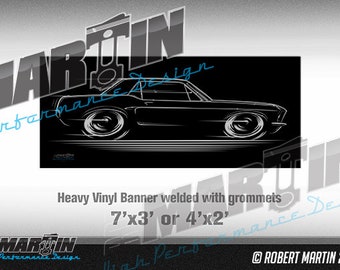 Big Banner 1967 1968 Mustang Coupe Ford 67 68 silhouette art
