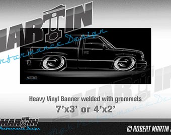 2003-2007 Chevy Truck Banner Chevrolet NBS Sign Poster 03 04 Cat eye silhouette art