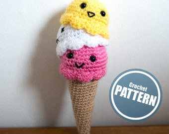 Ice cream crochet pattern, easy crochet pattern, amigurumi pattern, amigurumi food, crochet food