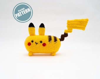 Pluchepatroon, gehaakte amigurumi Pikachu-pdf, Pikabean-knuffel, Instant Download