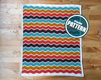 Baby Blanket Crochet Pattern, Afghan Ripple Design, Easy Crochet Pdf Download