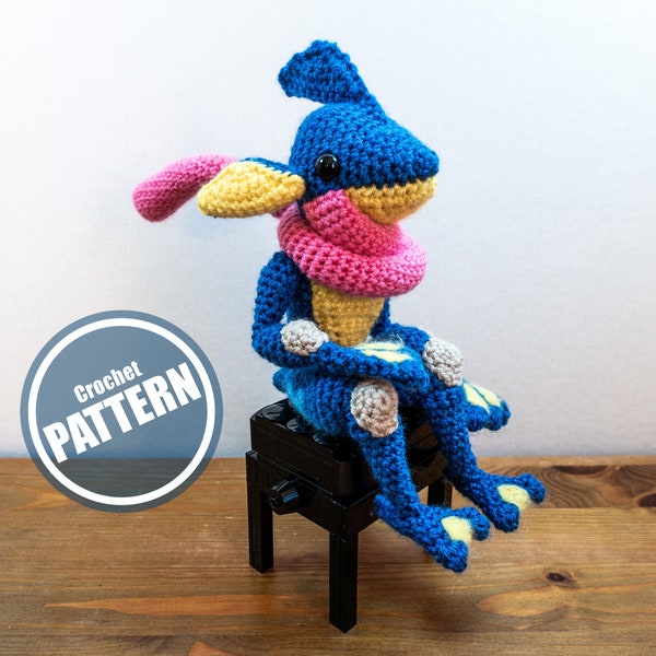 Greninja Pokemon crochet pattern, amigurumi pattern, Pokemon plush DIY, instant download