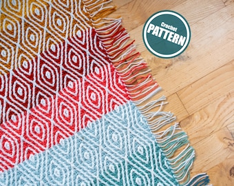 Patrón de manta de bebé a crochet, diseño de rombos afganos, descarga instantánea