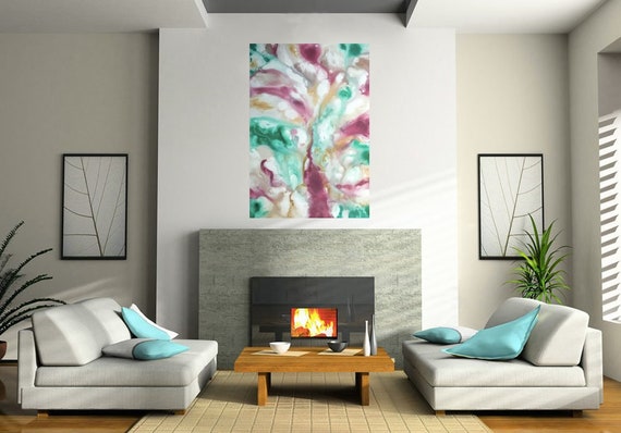Large Wall Art Pink Gold Green Bedroom Wall Art Living Room Abstract Painting On Canvas Acrylic Original Wall Art Gift For Her For Mom