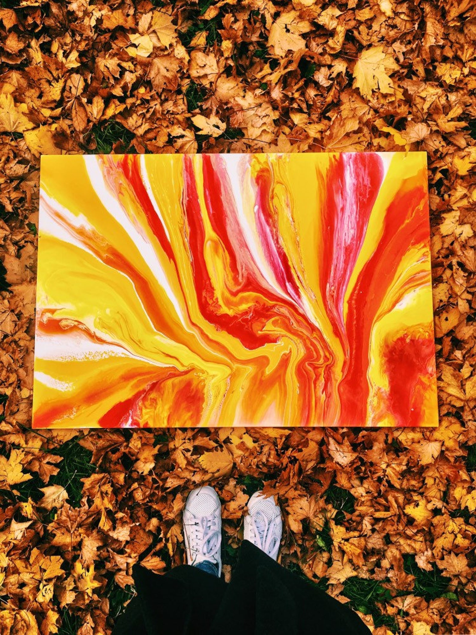 Yellow Wall Art Red Orange Abstract Painting Original Vibrant Etsy