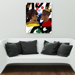 Printable Wall Art, Black Couple Art, Instant Download Melanin King & Queen, Love Art, Black Man, Crowned Black Couple, African American Art