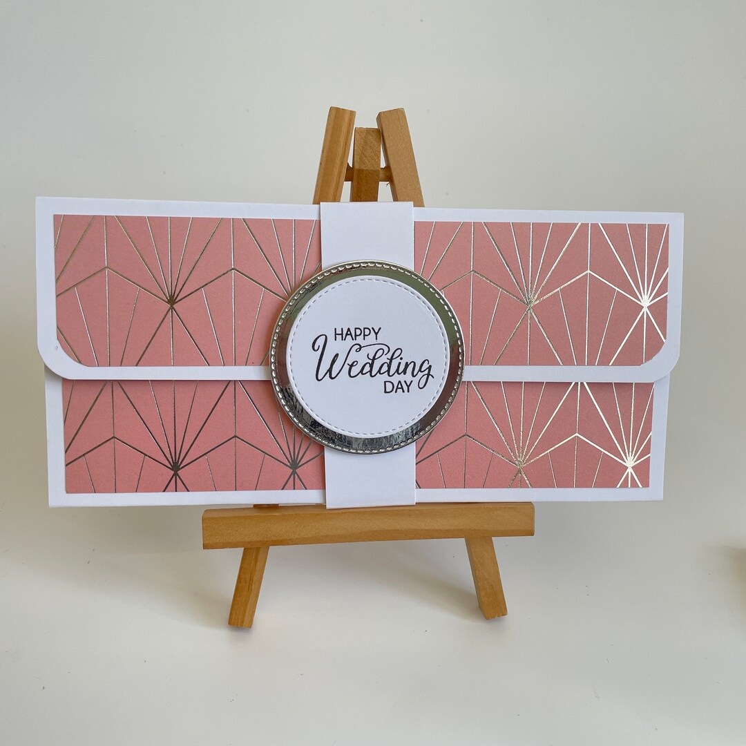 Art Deco Wedding Money Envelope. Pink/silver Wedding Money Envelope