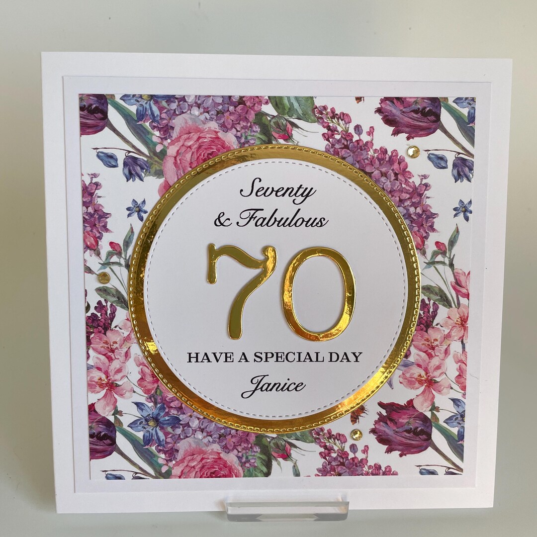 70th Birthday Card. Floral Handmade. Personalised - Etsy UK