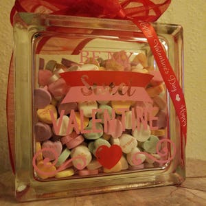 Be My Sweet Valentine Glass Block image 1