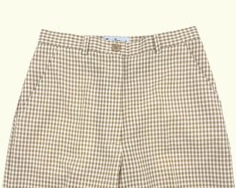 High-waisted brown gingham pants - lightweight - loose leg - french vintage - 80’s/90’s - S/M