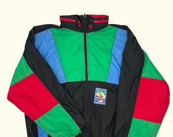 Vintage 80’s/90’s windbreaker - Size XXL - Black, red, green and blue - German made