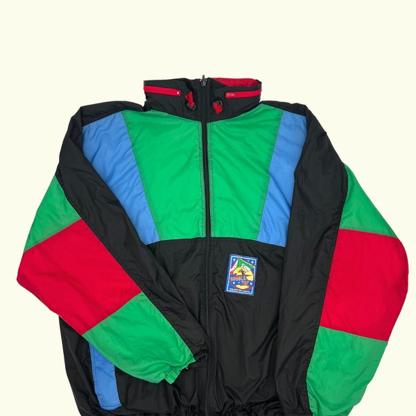 Vintage 80’s/90’s windbreaker - Size XXL - Black, red, green and blue - German made