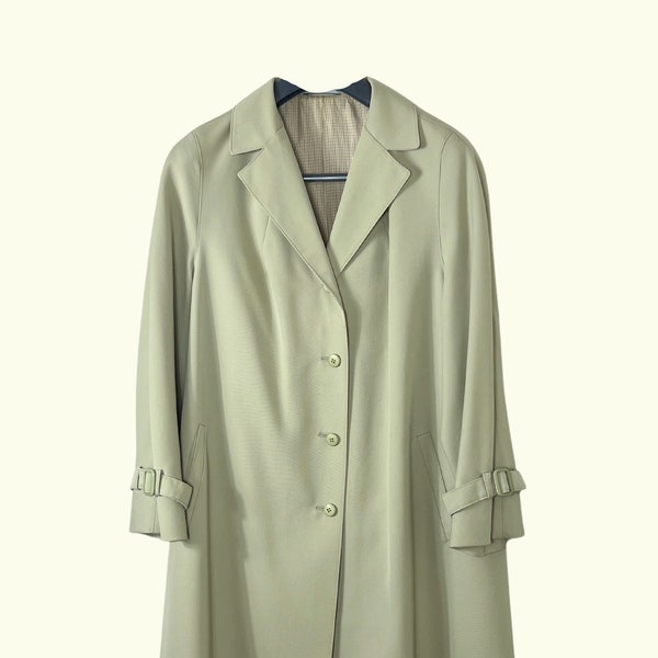 Pale green trench coat - Size L - Vintage 80's/90's - Belgian made