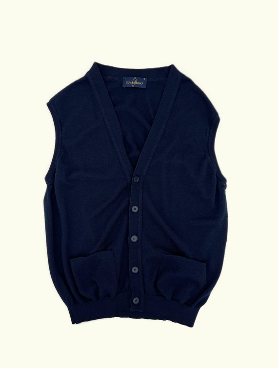 Light knit navy blue sweater - Navy sleeveless ve… - image 4