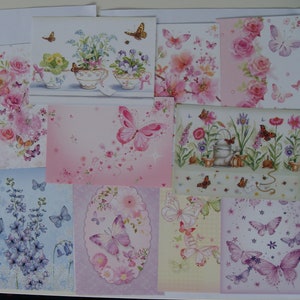 Sets von Illustrationen Hunkydory little book Pages zum Selbermachen von Grußkarten, Journalkarten, Geschenkanhänger etc Schmetterlinge und Frühling.