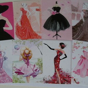 24 ilustraciones Libro pequeño de Hunkydory Páginas para hacer tus propias tarjetas de felicitación, tarjetas de diario, etiquetas de regalo, etc. Damas, vestidos, adolescentes, té.