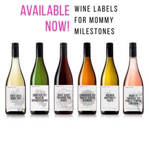 Mommy Milestone Wine Labels for Mother&#39;s Day or Baby Shower