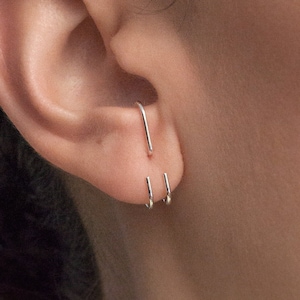 Double S Lobe Cuff · Custom size · Modern suspend earrings · Ear hangers · Tiny bar stud · Geometric earrings · Edgy earrings · Ear jacket