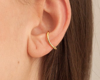 Curve ear cuff - Sterling silver ear cuff - 24K Gold Vermeil Ear Cuff - Edgy ear cuff - Minimalist ear cuff - Sculptural ear cuff