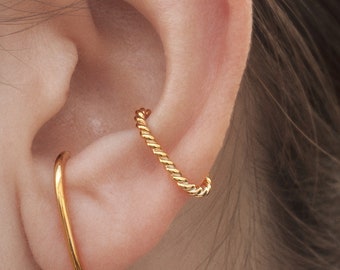Braided Ear Cuff - Silver Ear Cuff - Gold Ear Cuff - Conch Ear Cuff - Huggie Ear Cuff - Fake piercing - Non pierced hoops