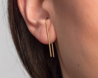 H Lobe Cuff · Custom size · Modern suspend earrings · Ear hangers · Tiny bar stud · Geometric earrings · Edgy earrings · Minimal earring