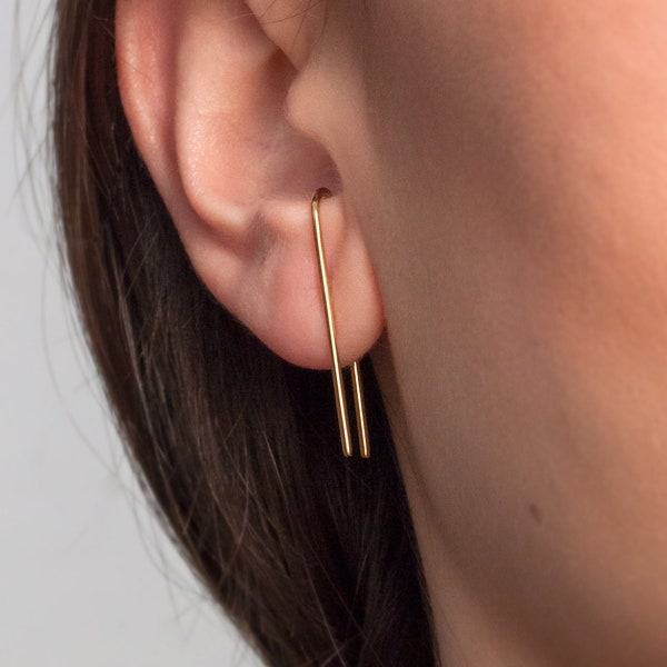 H Lobe Cuff · Custom size · Modern suspender earrings · Ear hangers · Tiny bar stud · Geometric earrings · Edgy earrings · Minimal earring